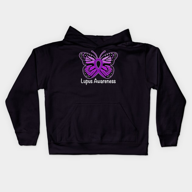 Lupus Awareness Butterfly of Hope Kids Hoodie by PenguinCornerStore